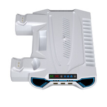 For PS5 Slim/PS5 Pro Stand with Headphone Hook Cooling Stand Controller Charging Station with 3 Levels Cooling Fan B