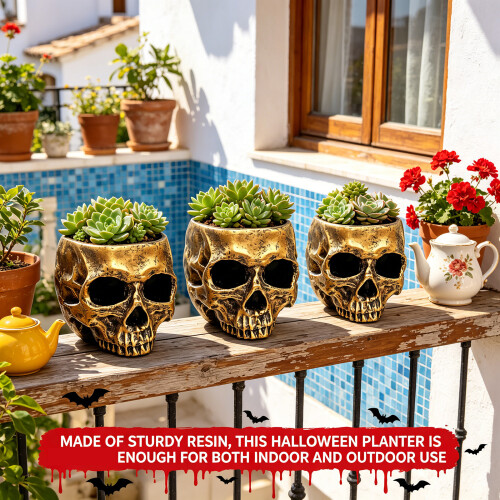 Small Decorative Skull Pot Great For Cultivating dry-White 1