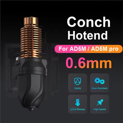 Conch Hotend for Flashforge Adventurer 5M/5M Pro High Flow Extruder Quick-Detachable Nozzle for Flashforge AD5M 0.6mm 2