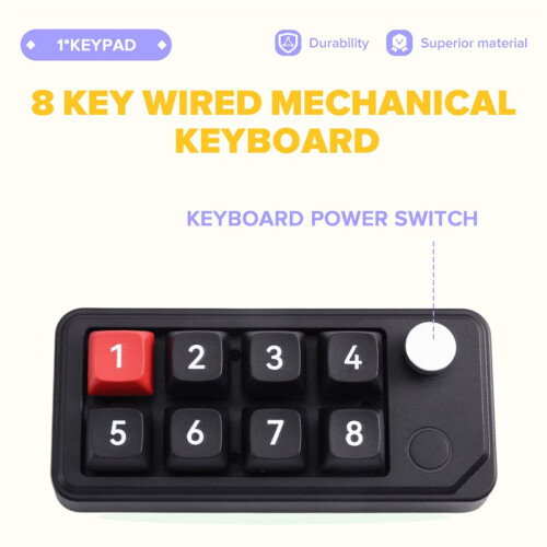 8 Key Wired Mechanical Keyboard Hot Swappable  Macro Programmable Gaming Keypad for PC Laptop 2