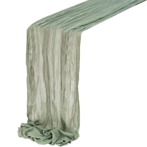 Cheesecloth Table Runner Boho Gauze Cheese Cloth Table Runner Rustic Sheer Runner Long for Wedding Green 4Pcs
