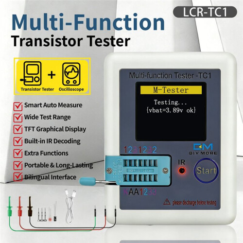 -TC1 Transistor Tester Multimeter Colorful Display TFT for Diode Triode MOS/PNP/NPN Capacitors Resistor Transistor 2
