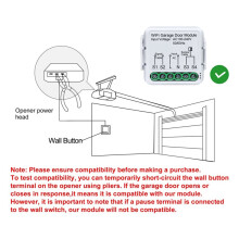 Controlador de Porta de Garagem Tuya WiFi Compatível com Aplicativo e Controle Remoto Por Voz para Porta de Garagem/Módulo de Interruptor de
