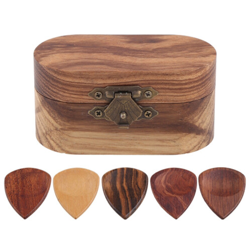 Wooden Guitar Pick with Storage Box Guitar Solid Wood Picks