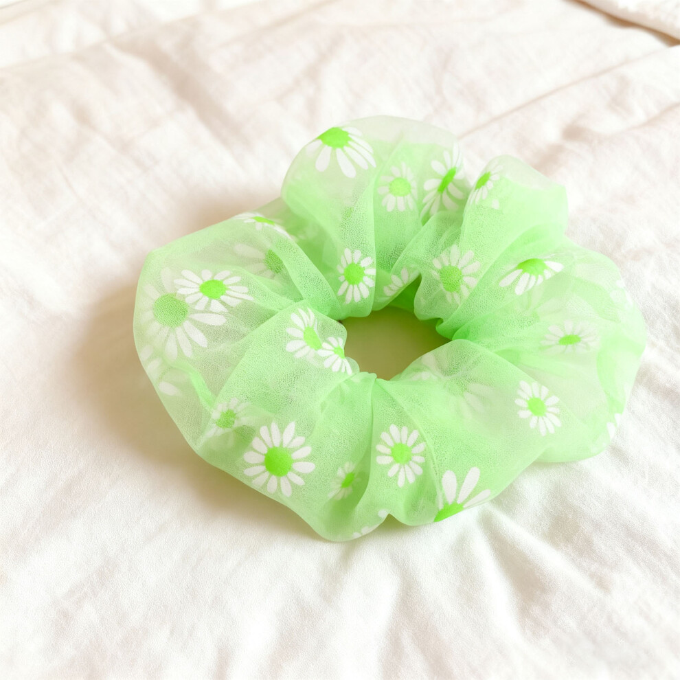Elegant Daisy Scrunchies Soft Gauze Elastic