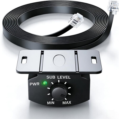 Universal BassControl Knob, 16.4ft Extension Copper Core Cable with 4Pin Subwoofer Volume Control, Easy Install