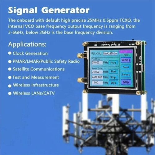 MAX2870 Signalgenerator 23,5 MHz-6000 MHz Frequenz Touchscreen-Hochfrequenz-Synthesizer-Modul 2
