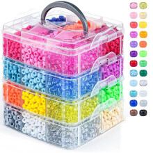 4800 Stück Kandi-Perlen in 24 Farben, Ideal für Freundschaftsarmbänder, Schmuckherstellung, Flechtfrisuren und DIY-Bastelarbeiten