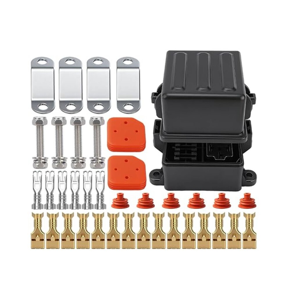 12V 3 Way Fuse Relay Box With Waterproof Blade Fuse Slots 4Pin 5Pin Compatible With 40Amp Relays For Cars Suvs And Boats 6032137726380