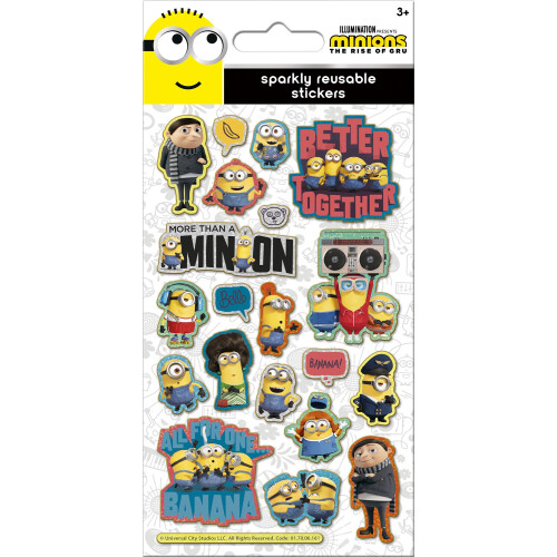 (1 Sheet) Minions Reusable Foiled Stickers