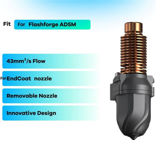 Conch Hotend for Flashforge Adventurer 5M/5M Pro High Flow Extruder Quick-Detachable Nozzle for Flashforge AD5M 0.4mm 2