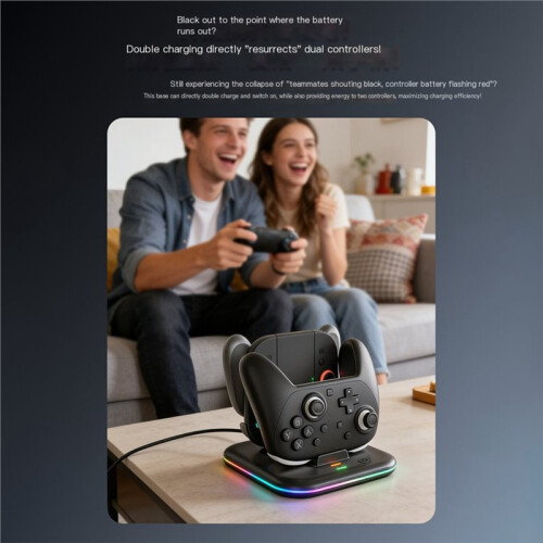 For  2 Pro Controller Charging Stand 2-in-1 Type C for  Controller Charging Stand with LED Indicators 1