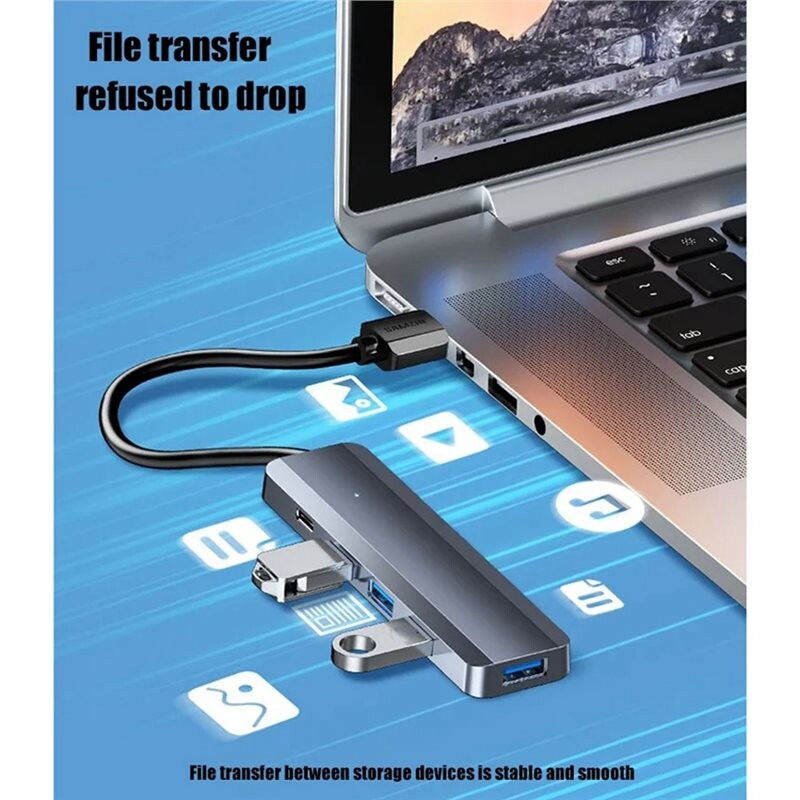 4 USB 3.0 HUB High Speed USB Hub Type-C Port Splitter Adapter for ...