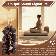 Instrumento de Percusión con Cáscaras de Semillas, 3 Tipos de 49 Cáscaras de Nueces Naturales para Meditación, ASMR, Terapia de Sonido y Yoga