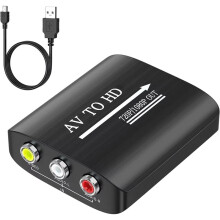 1080P AV RCA to -Compatible Composite Adapter AV to HD Audio Video Converter with USB Cable for N64 HD TV VHS VCR