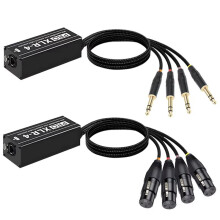 1Pair 4CH XLR to RJ45 Network Cable Extender Support Cat5e Cat6 for Microphone DMX512 Stage Light 6.35 Female