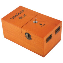 A Useless Box with Surprises Wooden Useless Box Fully Assembled Toy for Adults and Children Dark Wood Color