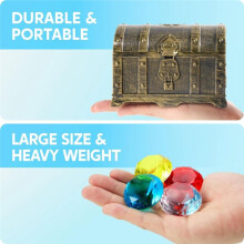 Diving Gems Pool Toys,16 Colorful Gemstone with Pirate Treasure Chest,Underwater Swimming Training Pool Games