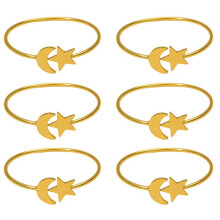 Moon Gold Napkin Rings Set of 6PCS Party Decor for Cloth Napkins Napkin Holder - Kitchen Decor and Wedding Decorations