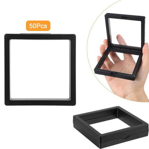 50PCS Floating Display Case, Challenge Frame Display Stands, Coin Display Case for Rocks Jewelry Tooth Shells 1