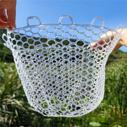 2Pcs Rubber Fishing Net Replacement Netting Without Handle Fly Fish Landing  Bag Foldable Rubber Mesh White 1
