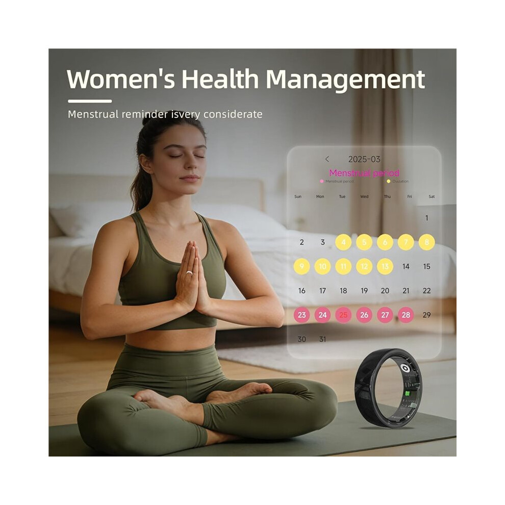 R12 Ceramic  Ring with Heart Rate,Blood Oxygen,Sleep Monitoring Waterproof for Android & IOS (13) (13)