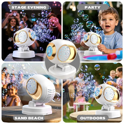 Automatic Bubble Machine Bubble Blowing Toy with Lights Electric Rotatable Bubble Blower for Outdoor Party Wedding B 1