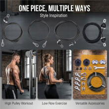 32.8Ft Cable Replacement Kit for Gym Pulley, 5.0mm Steel Wire Rope for LAT Pulldown, Low Row, Home Gym Machine
