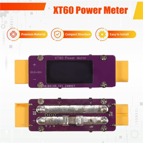 XT60 4-30V 64A Power Meter  Bidirectional Current Voltage for Aircraft Model RC Battery Tester 2