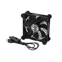 Waveshare USB 5V 120mm Quiet Cooling Fan 3-Speed Adjustable PWM Control High Airflow Anti-Vibration Design for HomeRack 8U
