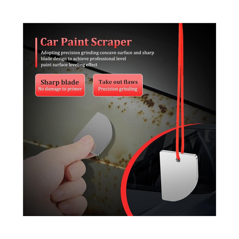 2Pcs Car Paint Repair Scrapers, Car Paint Drips Denibbing Tool, Steel Denibber Tool For Automotive Paint 4713877205145
