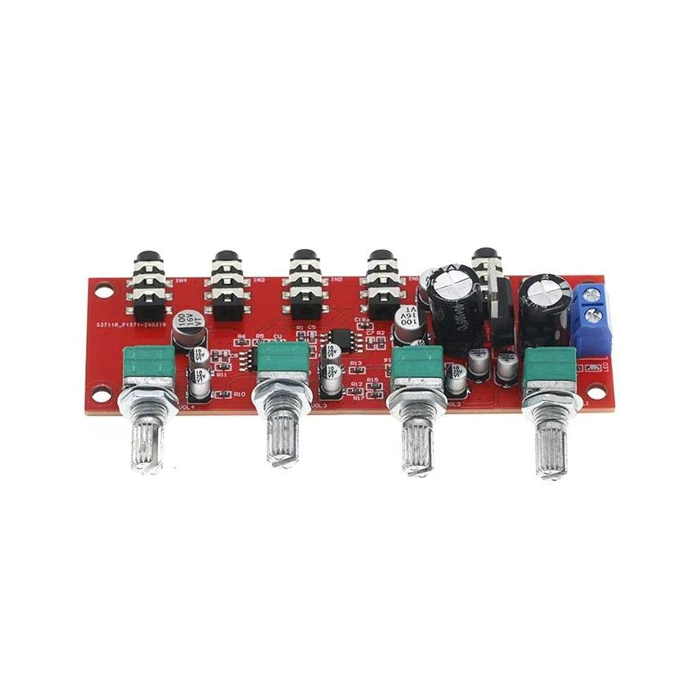 Ne5532 Stereo Audio Signal Pre-Amplifier 4 Way Input Mixer Audio Volume Control Tone Preamp Board Diy Sound Home 4711356298848