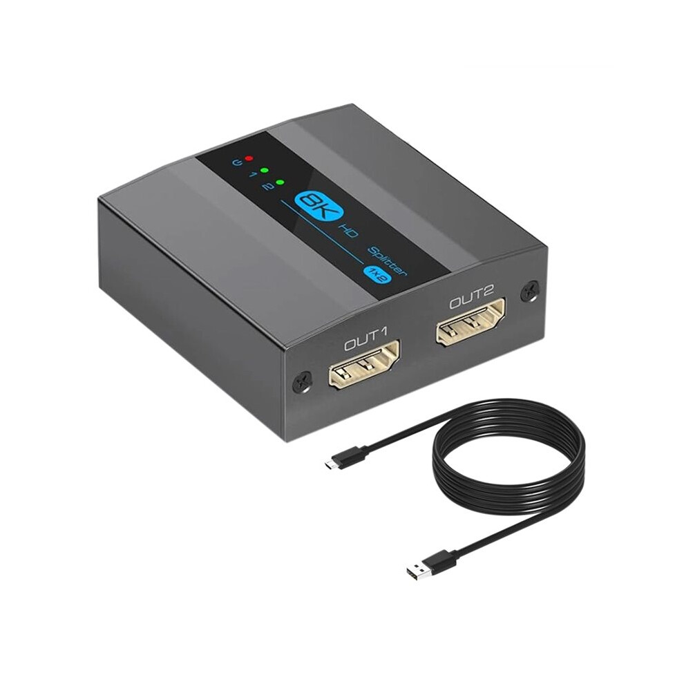 8K -Compatible Splitter 1 In 2 Out 4K 120Hz, For Dual Monitors Support Edid,Hdcp 2.3 Hdr 10 For Laptops Pcs Tv Ps 4713399332152