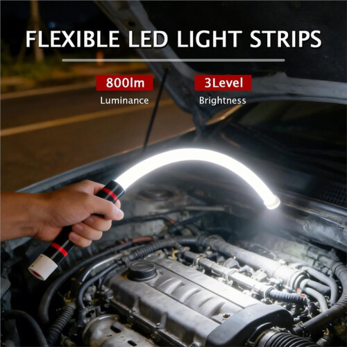 2026 Rechargeable 30" Flexible LED Flashlight Stick - Bendable Work Light with 3 Brightness Levels for Car Repairs 2