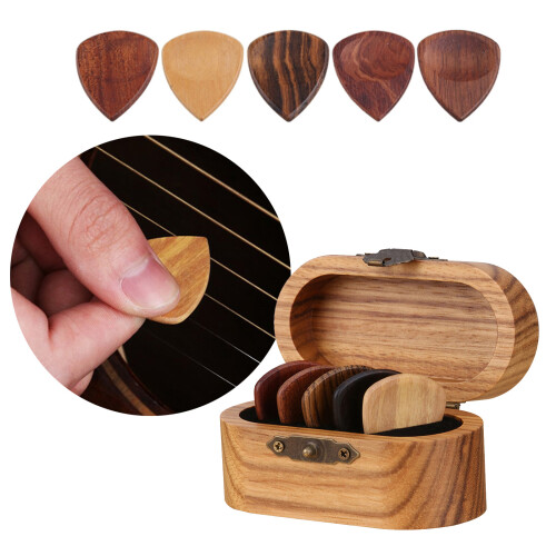 Wooden Guitar Pick with Storage Box Guitar Solid Wood Picks 1