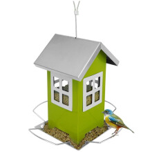 Vogelhäuschen zum Aufhängen für Draußen, Metall-Futterhäuschen für Wildvögel mit 4 Öffnungen, Dekoration zum Aufhängen für Garten und Hof