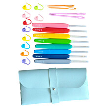 8Pcs Ergonomic Plastic Handle Crochet Needle with Knitting-Blue