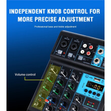 4CH RGB Sound Card Mixing Console Mixer Professional Audio 4Channel Sound Mixer for Live Streaming