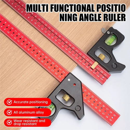 Square Right Angle Ruler Woodwork Protractor Engineers Carpenter Straightedge Multi Combination Measuring Tools 300mm 2