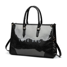 Geräumige Shopper-Tasche aus strukturiertem PVC, ideal-Schwarz
