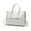 Modische, geräumige Handtasche mit Buchstabendruck,-Weiß 1