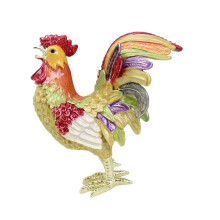 Handcrafted Alloy Rooster Jewelry Case Ideal For Organizing-Red