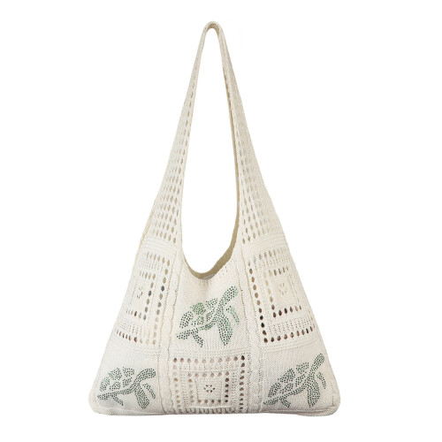 Large Knitted Shoulder Bag Fashionable Polyester Handbag with