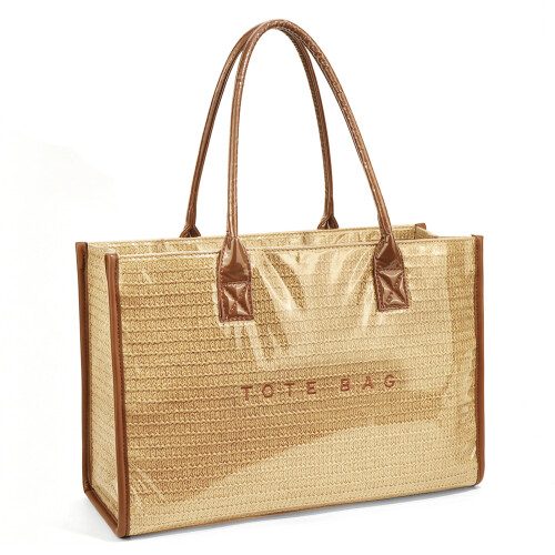 Large Capacity PVC Handbag with Ergonomic Handle Birthday-brown