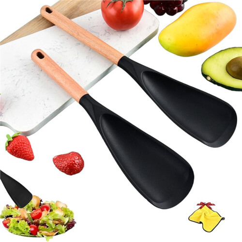 Multifunction Spatula Cooking Spoon for Nonstick Cookware, Kitchen 3 in 1 Multi-Function Spatula Spoon Silicone 2pc 1
