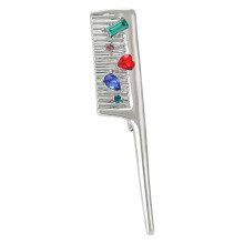 Stilvolle Retro-Friseurbrosche mit glitzernden-Silber