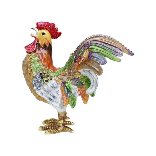Unique Metal Rooster Decorative Box With Spacious-Purple