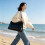 Große Strandtasche, Umhängetasche mit verstellbarem-Schwarz 3