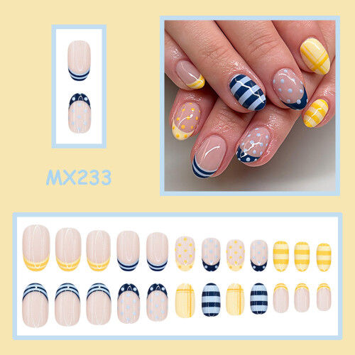 Faux ongles à la mode, 30 pièces, fromage bleu mer, couleur 2
