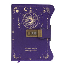 Password Lock Diary Notebook Hardcover PU Journal 360-Purple